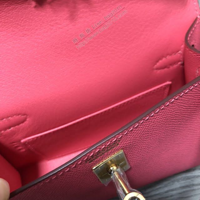 Hermes女包 愛馬仕kelly2代 Epsom金銀扣 全手縫 Hermes新款Mini kelly女包  am1824